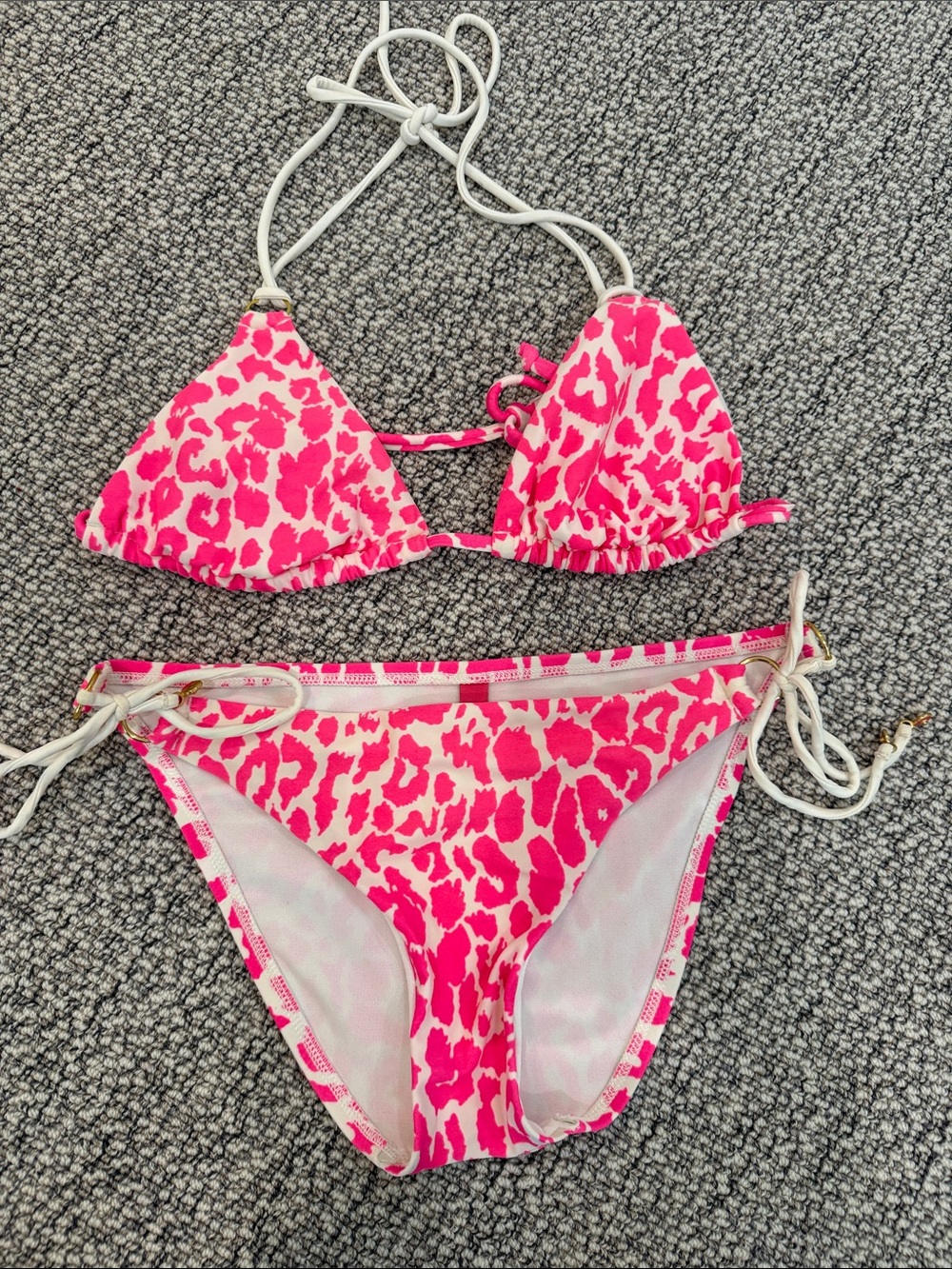 SOFIA by ViX Hot Pink and White Leopard Print Girls Two-Piece Bikini